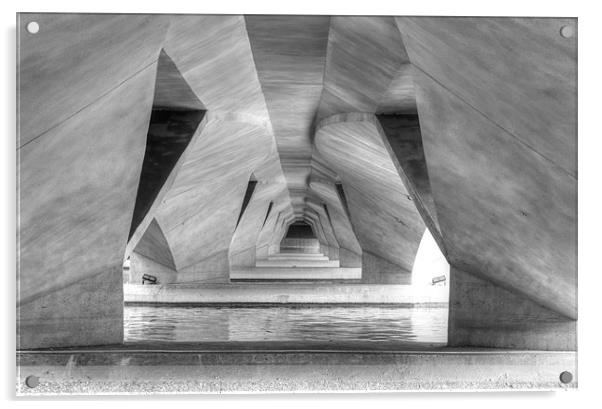 Esplanade Bridge Singapore BW Acrylic by David French