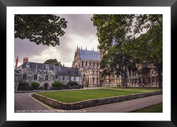 Moody Lincoln Cathedral Framed Mounted Print by Gary Clarricoates