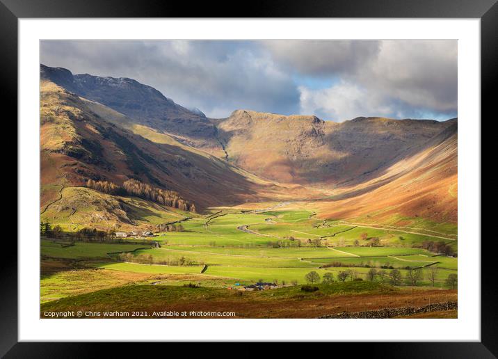 Rosset Gill and Rossett Pike looking along the MIckelden Valley  Framed Mounted Print by Chris Warham