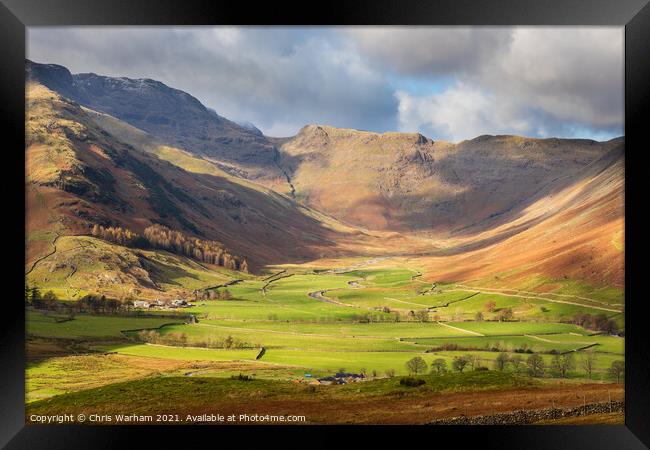 Rosset Gill and Rossett Pike looking along the MIckelden Valley  Framed Print by Chris Warham