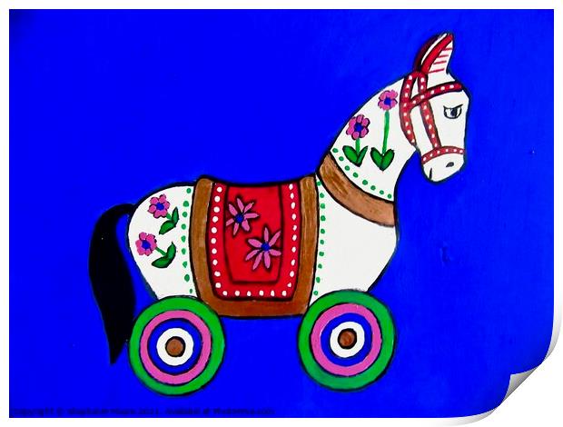 Wheeled toy wooden horse Print by Stephanie Moore