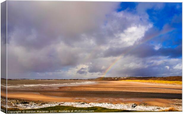Rainbow over Trecco Bay, Porthcawl Canvas Print by Gordon Maclaren
