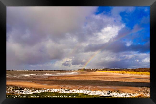 Rainbow over Trecco Bay, Porthcawl Framed Print by Gordon Maclaren