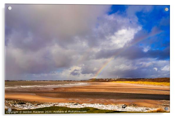 Rainbow over Trecco Bay, Porthcawl Acrylic by Gordon Maclaren