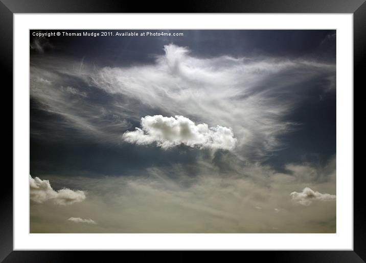 Solitary Cloud Framed Mounted Print by Thomas Mudge