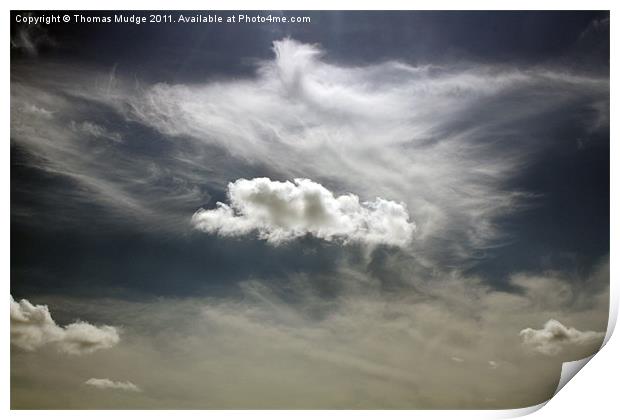 Solitary Cloud Print by Thomas Mudge
