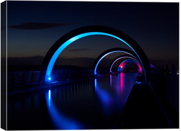 The Falkirk Wheel at night. Canvas Print by Tommy Dickson