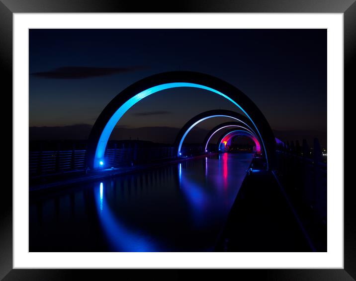 The Falkirk Wheel at night. Framed Mounted Print by Tommy Dickson