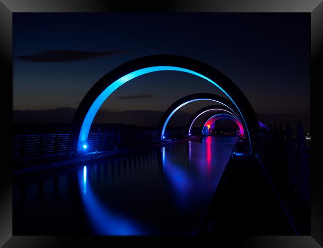 The Falkirk Wheel at night. Framed Print by Tommy Dickson