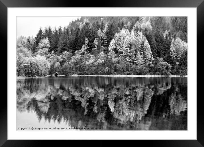 Boathouse on Loch Chon mono Framed Mounted Print by Angus McComiskey