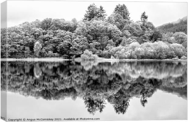 Loch Chon reflections mono Canvas Print by Angus McComiskey