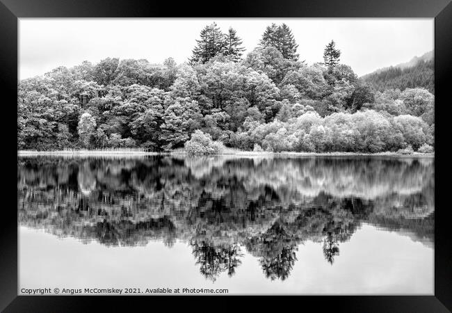 Loch Chon reflections mono Framed Print by Angus McComiskey