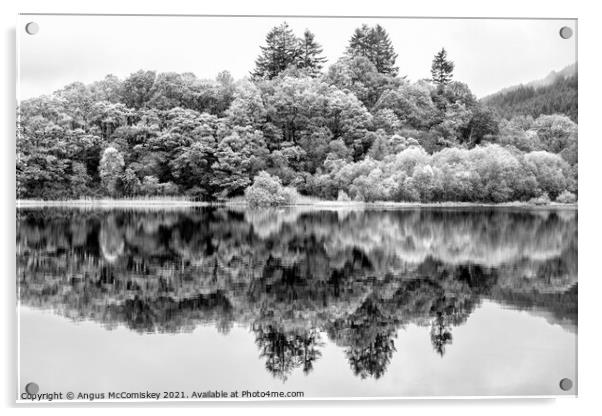 Loch Chon reflections mono Acrylic by Angus McComiskey