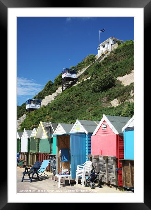 Charming Pastel Beach Huts Framed Mounted Print by Roger Mechan