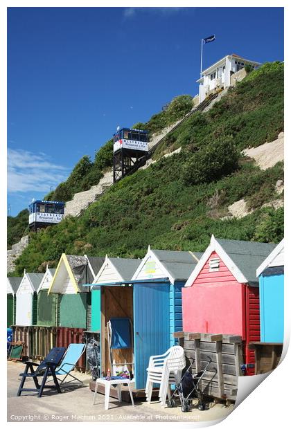 Charming Pastel Beach Huts Print by Roger Mechan