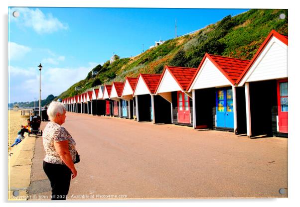 Beach huts, Bournemouth, Dorset. Acrylic by john hill