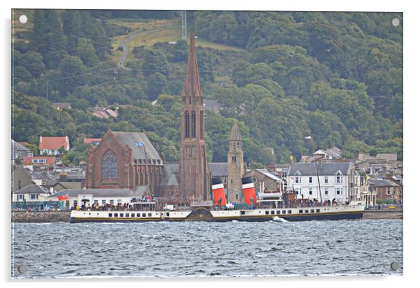 Clyde steamer, PS Waverley departing Largs  Acrylic by Allan Durward Photography