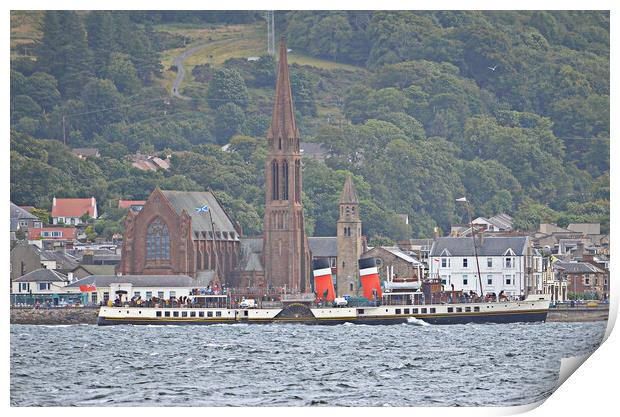 Clyde steamer, PS Waverley departing Largs  Print by Allan Durward Photography