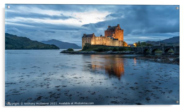 Eilean Donan Castle Blue Hour  Acrylic by Anthony McGeever