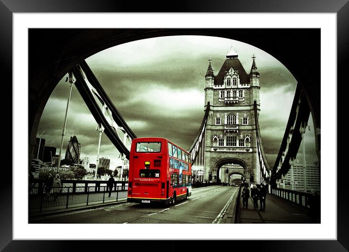 Tower Bridge Red Bus London England Framed Mounted Print by Andy Evans Photos