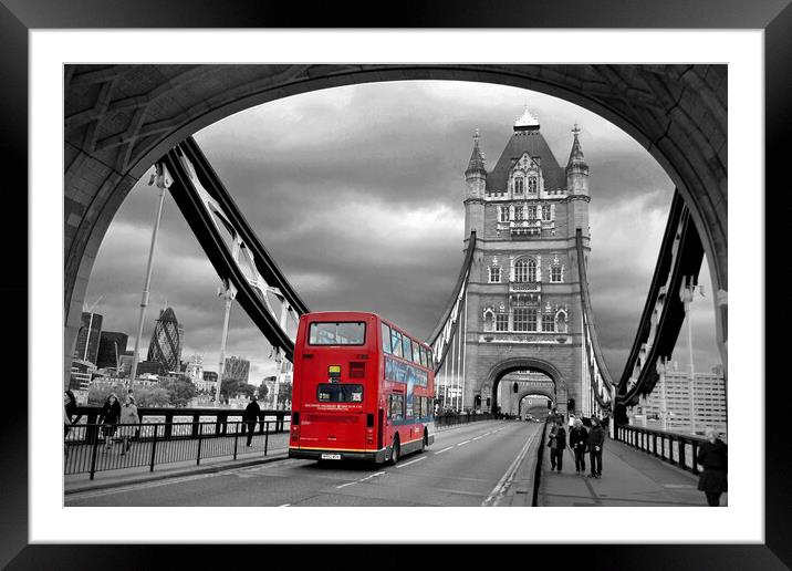 Tower Bridge Red Bus London England Framed Mounted Print by Andy Evans Photos