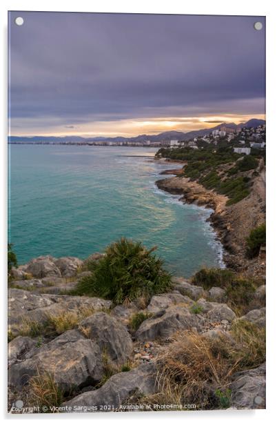 Benicassim coast from the hill Acrylic by Vicente Sargues