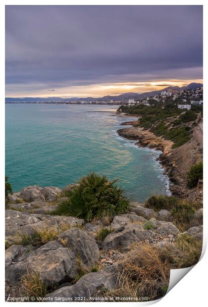 Benicassim coast from the hill Print by Vicente Sargues