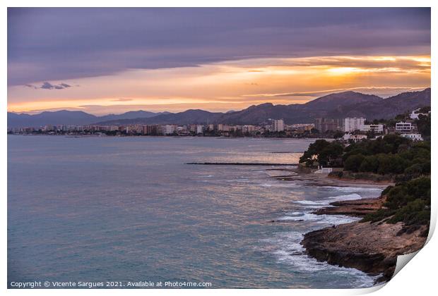 Benicassim coast from the hill Print by Vicente Sargues