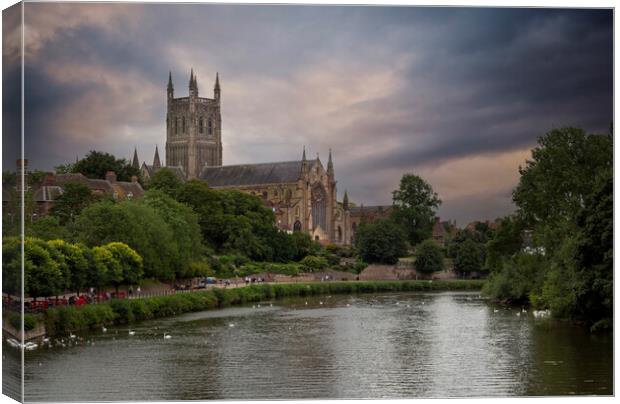 Worcester cathedral and river Severn Canvas Print by Leighton Collins