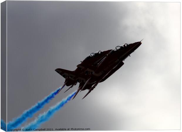 Red Arrows Salute The Blue Light Services. Canvas Print by Keith Campbell