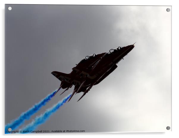 Red Arrows Salute The Blue Light Services. Acrylic by Keith Campbell
