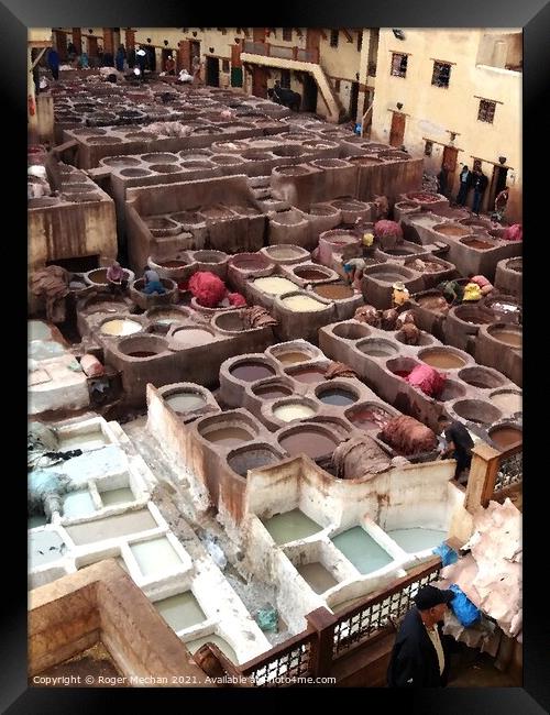 An Immersive Experience in Fez's Leather Tanneries Framed Print by Roger Mechan