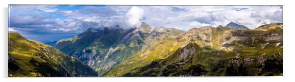 Panoramic view from Grossglockner High Alpine Road in Austria Acrylic by Erik Lattwein