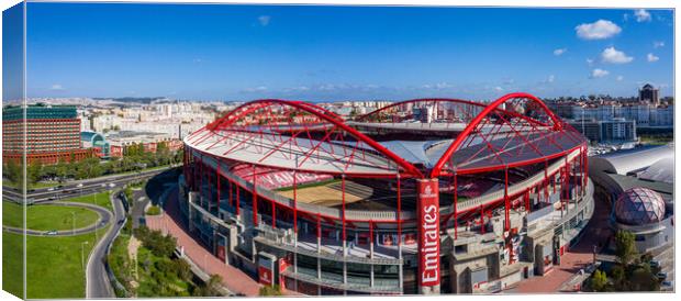 Aerial view over Benfica Lisbon soccer stadium called Estadio da Luz - high resolution panoramic view Canvas Print by Erik Lattwein