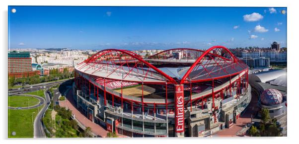 Aerial view over Benfica Lisbon soccer stadium called Estadio da Luz - high resolution panoramic view Acrylic by Erik Lattwein