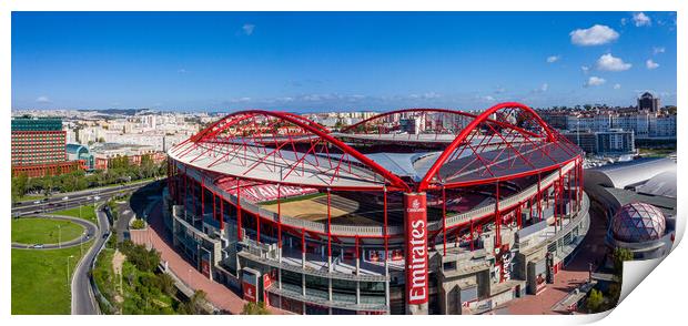 Aerial view over Benfica Lisbon soccer stadium called Estadio da Luz - high resolution panoramic view Print by Erik Lattwein