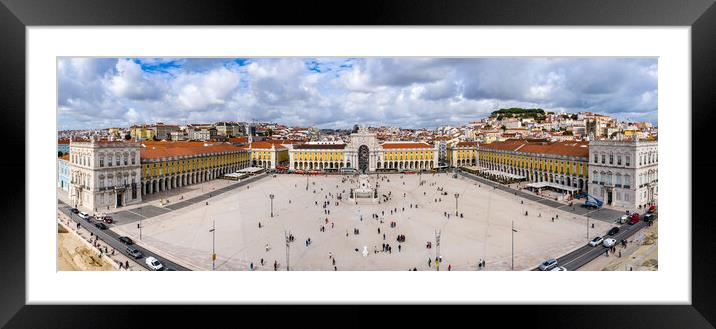 Commerce Square Lisbon called Praca do Comercio from above - hig Framed Mounted Print by Erik Lattwein