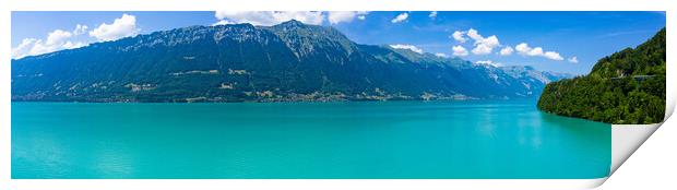 Panoramic view over Lake Walensee in Switzerland Print by Erik Lattwein