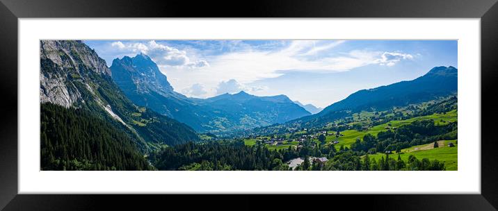 Wonderful landscape in the Swiss Alps - panoramic view Framed Mounted Print by Erik Lattwein