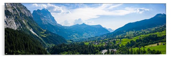 Wonderful landscape in the Swiss Alps - panoramic view Acrylic by Erik Lattwein