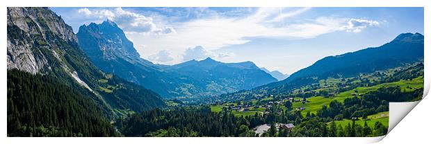 Wonderful landscape in the Swiss Alps - panoramic view Print by Erik Lattwein