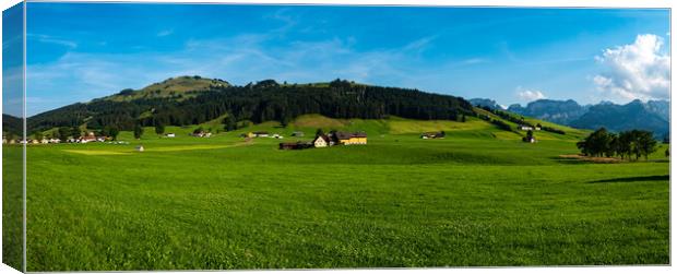Panoramic view over the typical landscape in Switzerland Appenzell Canvas Print by Erik Lattwein