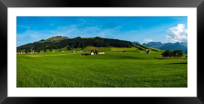 Panoramic view over the typical landscape in Switzerland Appenzell Framed Mounted Print by Erik Lattwein