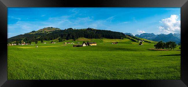 Panoramic view over the typical landscape in Switzerland Appenzell Framed Print by Erik Lattwein