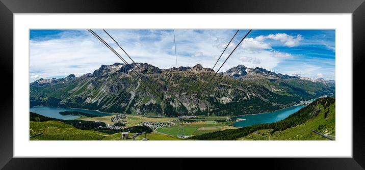 Amazing panoramic view over Lake Sils and Lake Silvaplana in Swi Framed Mounted Print by Erik Lattwein