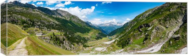 Amazing view over the glaciers in the Swiss Alps - panoramic Switzerland Canvas Print by Erik Lattwein