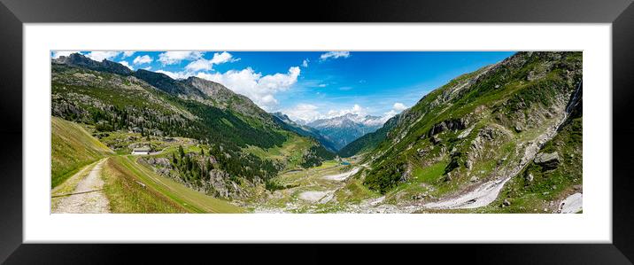 Amazing view over the glaciers in the Swiss Alps - panoramic Switzerland Framed Mounted Print by Erik Lattwein