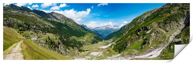 Amazing view over the glaciers in the Swiss Alps - panoramic Switzerland Print by Erik Lattwein