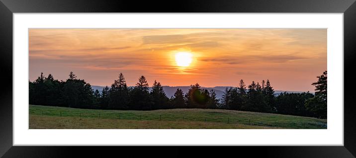 Beautiful sunset over farmlands in Switzerland - panoramic view Framed Mounted Print by Erik Lattwein