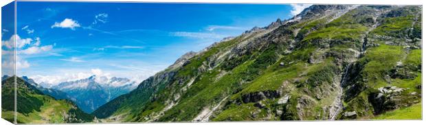 Amazing view over the glaciers in the Swiss Alps - panoramic Switzerland Canvas Print by Erik Lattwein